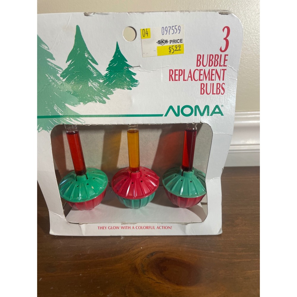 Vintage Noma 3 Bubble Replacement Bulbs C7 1/2 Candelabra Base 1005 Red Green